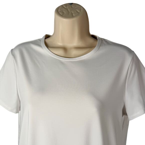 Lands End Swim Top Womens Small 6-8 White Tie Front Short Sleeve Blouson UPF 50 - Picture 2 of 15